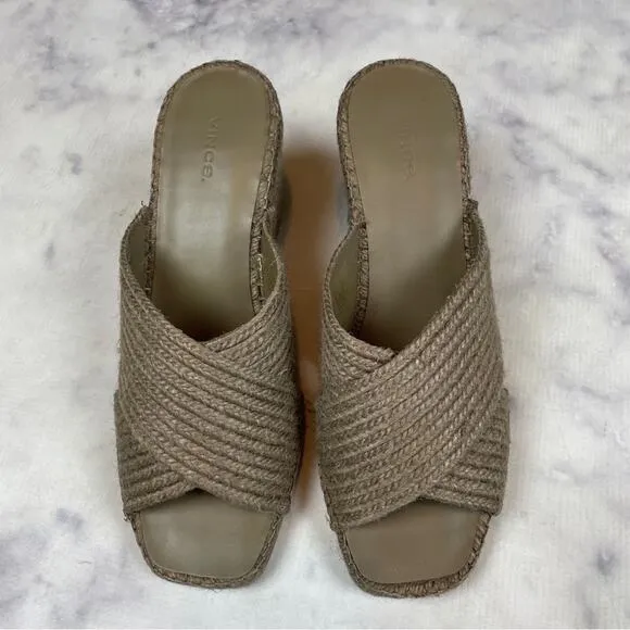 Vince Gaelan Raffia Slide Wedge Sandals