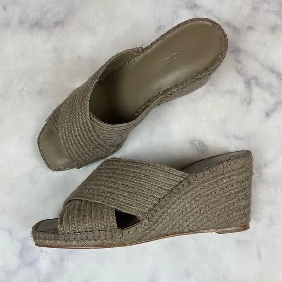 Vince Gaelan Raffia Slide Wedge Sandals