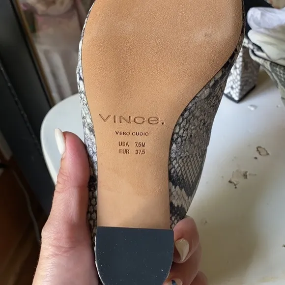 Vince Heath B snake pattern leather slide sandals