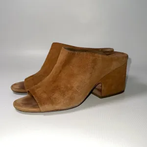 Vince Suede Camel Heeled Slide Sandals - sz 7