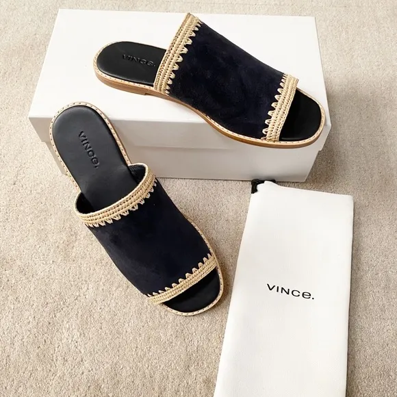 VINCE Suede Slide Sandals
