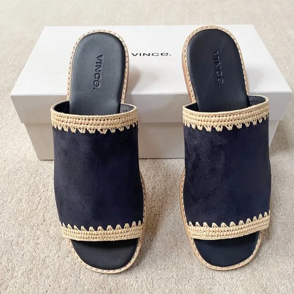 VINCE Suede Slide Sandals
