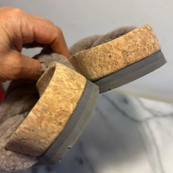 Vince Taupe  Shearling Slide Sandals Size 7