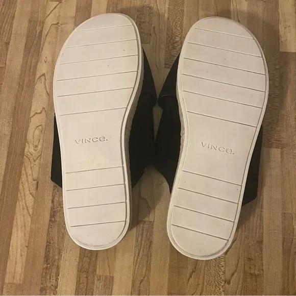 Vince Villaire Black Crisscross Suede Espadrille Slide On Sandals Size 9M