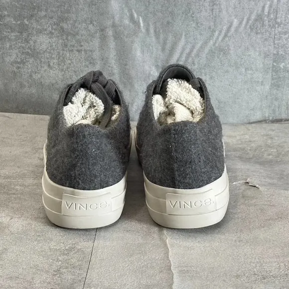 Vince. Women's Charcoal Gray Heaton Wool Fleece Lace Up Platform Sneakers SZ 5
