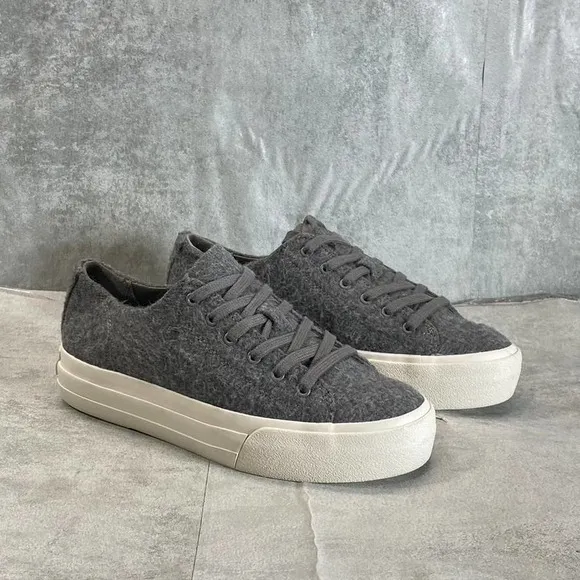 Vince. Women's Charcoal Gray Heaton Wool Fleece Lace Up Platform Sneakers SZ 5