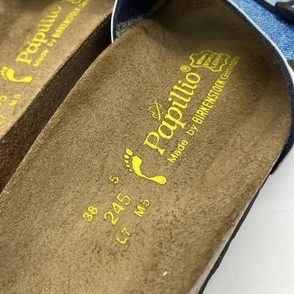 Vintage Birkenstock Papillio Slide Sandals Womens 7 Cheetah Denim Pattern