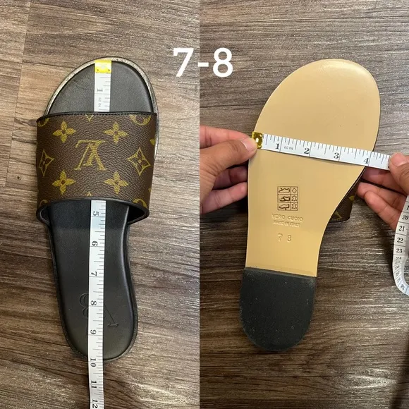 Vintage Boho Louis Vuitton slide sandals. Classic brown logo.Women’s size 7-8