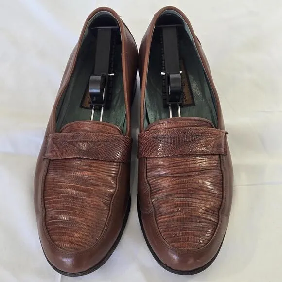 Vintage Emilio Bianco Lizard Leather Stylish Leather Loafers Men Size 10 See Pic