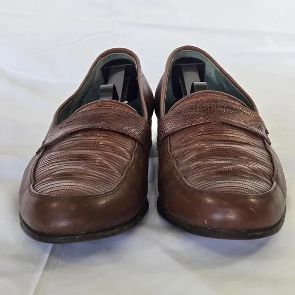Vintage Emilio Bianco Lizard Leather Stylish Leather Loafers Men Size 10 See Pic