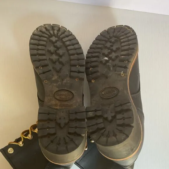 Vintage Georgia Boot Men’s 8&quot; Logger Boots  Black Leather Work Boots 7.5W