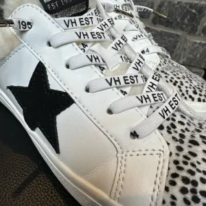 Vintage Havana White &amp; Black Star Leopard Print Fleece Lined Slide Sneakers (8)
