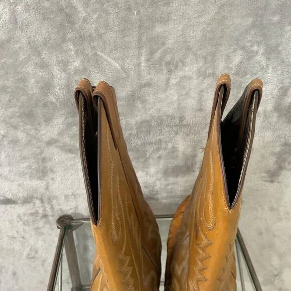 Vintage Justin Ostrich Cowboy Boots Mens 10.5 D Two tone tan full quill *