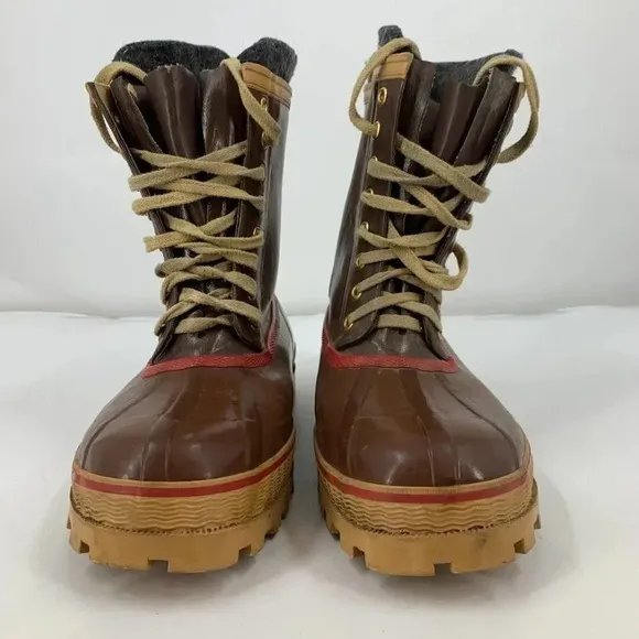 Vintage Men's Steel Shank Wool Lined Lace Up 100% Waterproof Duck Boots Size 11