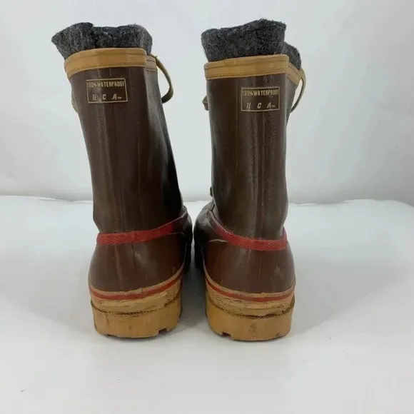 Vintage Men's Steel Shank Wool Lined Lace Up 100% Waterproof Duck Boots Size 11