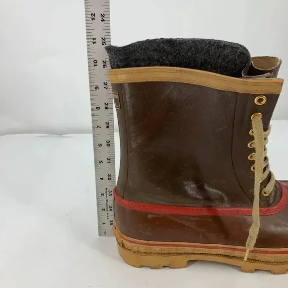 Vintage Men's Steel Shank Wool Lined Lace Up 100% Waterproof Duck Boots Size 11