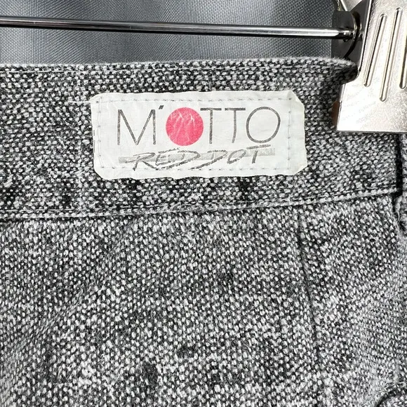Vintage Motto Red Dot Pleated Trousers 32x34 Gray Textured Cotton Pant High Rise