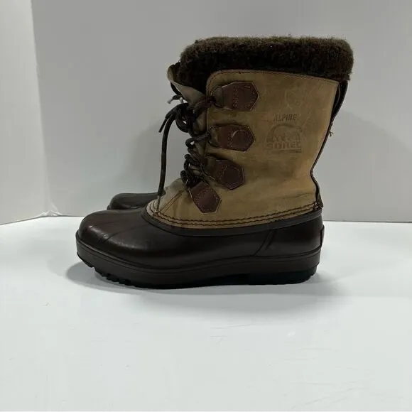 Vintage Sorel Alpine Boots sz 8 Wool Insulated Leather Waterpoof # K813