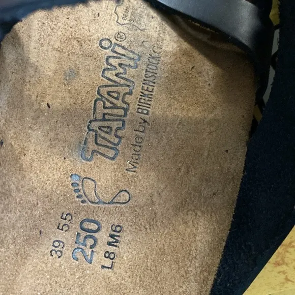 Vintage Tatami Birkenstock‎ black strapped slide sandals