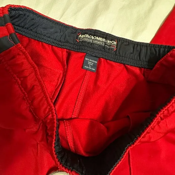 Vintage Y2K Abercrombie &amp; Fitch Red Joggers with Drawstring Waist Size Large