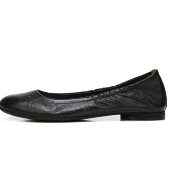 VIONIC Alexa Dress Flat Ballet Shoe In Textured Black Leather Size 8