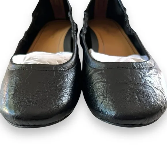 VIONIC Alexa Dress Flat Ballet Shoe In Textured Black Leather Size 8
