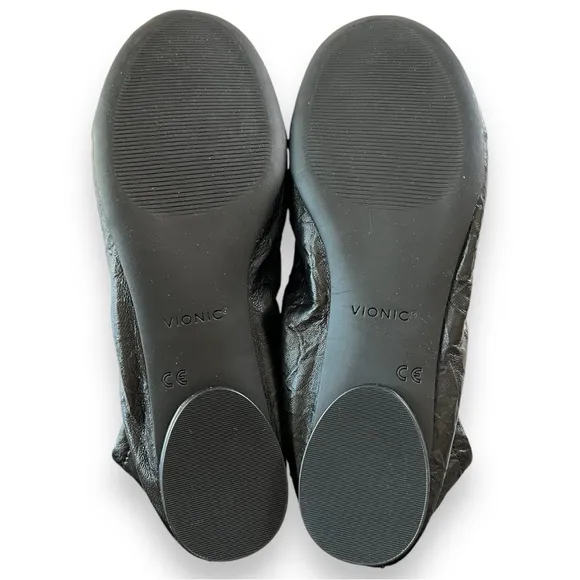 VIONIC Alexa Dress Flat Ballet Shoe In Textured Black Leather Size 8