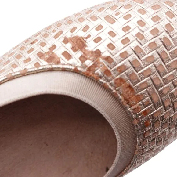 Vionic Anita Ballet Flats Sz 7 Gold Woven Leather Slip On Comfort Casual