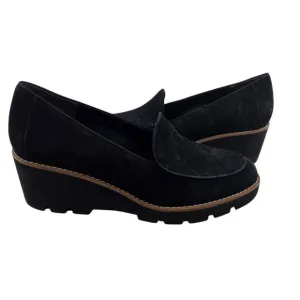 Vionic Ava Wedge Loafers Womens 9.5 Black Suede Orthotic Comfort Casual Career