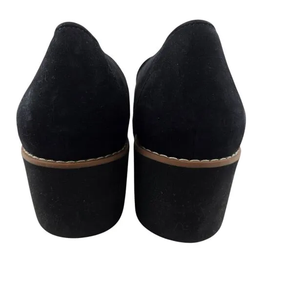 Vionic Ava Wedge Loafers Womens 9.5 Black Suede Orthotic Comfort Casual Career