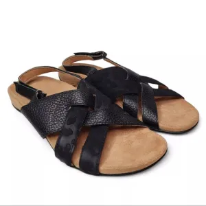 Vionic Black Eira Pebbled Leather Sandals Women’s 9