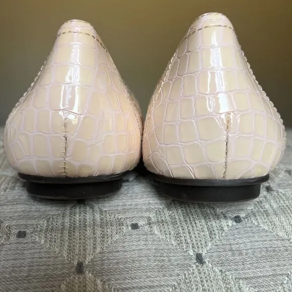 Vionic Carroll Cloud Peachy Pink Patent Leather Croc Embossed Ballet Flats US 7