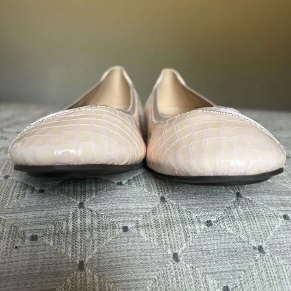 Vionic Carroll Cloud Peachy Pink Patent Leather Croc Embossed Ballet Flats US 7