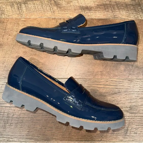 Vionic Cheryl II Blue Patent Leather Loafers