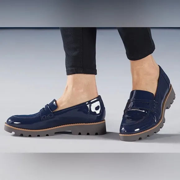 Vionic Cheryl II Blue Patent Leather Loafers