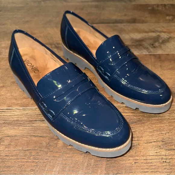 Vionic Cheryl II Blue Patent Leather Loafers