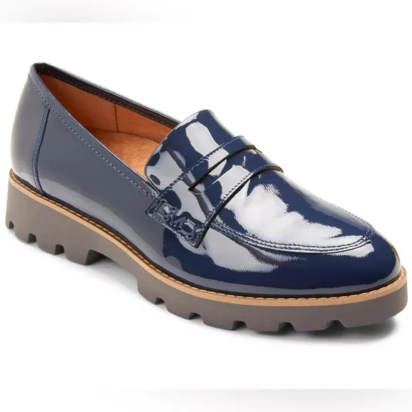Vionic Cheryl II Blue Patent Leather Loafers