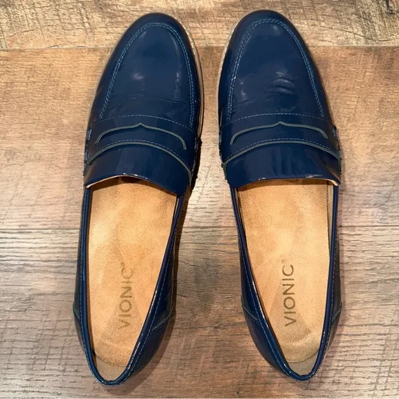 Vionic Cheryl II Blue Patent Leather Loafers