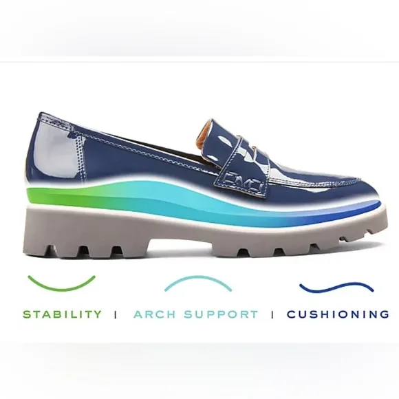 Vionic Cheryl II Blue Patent Leather Loafers