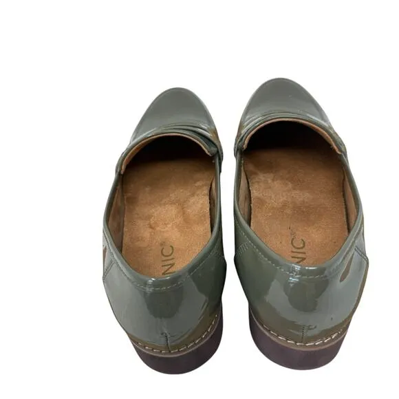 Vionic Cheryl Olive Green Patent Leather Penny Loafers Chunky Y2K Womens 7.5