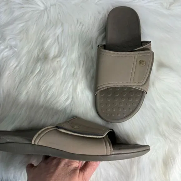 Vionic Kiwi Tan Leather Slide Sandals Sz 12