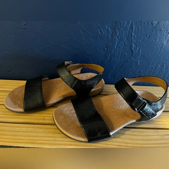 Vionic Marsala Metallic Black Comfort Sandals Women’s Size 7