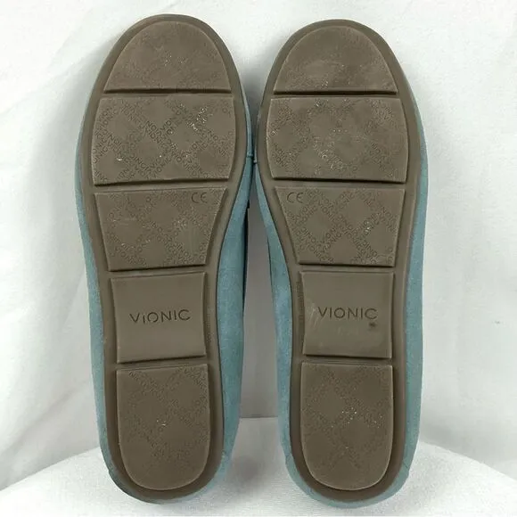 Vionic Moccasins Blue Suede Womens Sz 8 Leather Slip On Flats Shoes Debbie