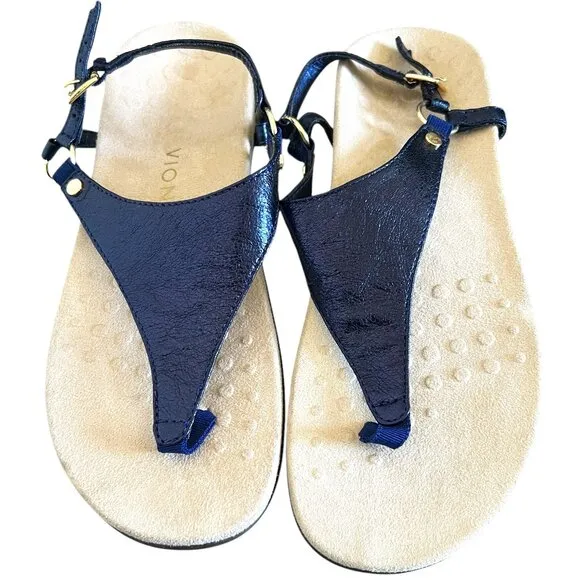 Vionic NEW Rest Kirra Metallic Blue Supportive Sandals Size 9
