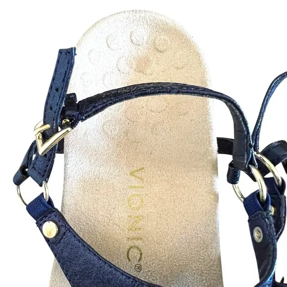 Vionic NEW Rest Kirra Metallic Blue Supportive Sandals Size 9