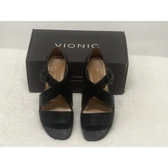 Vionic Pacifica Women's Strappy Comfort Sandal Black Size 6.5