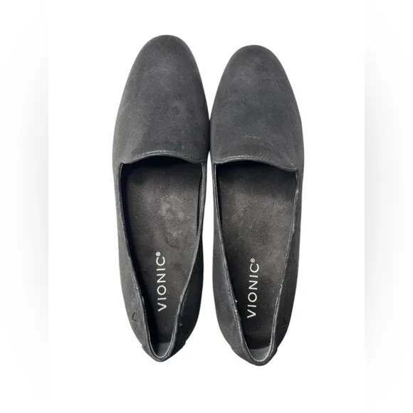 Vionic Willa II Shimmer Textile Black Flats Comfort Shoe Size 8.5 Arch Support