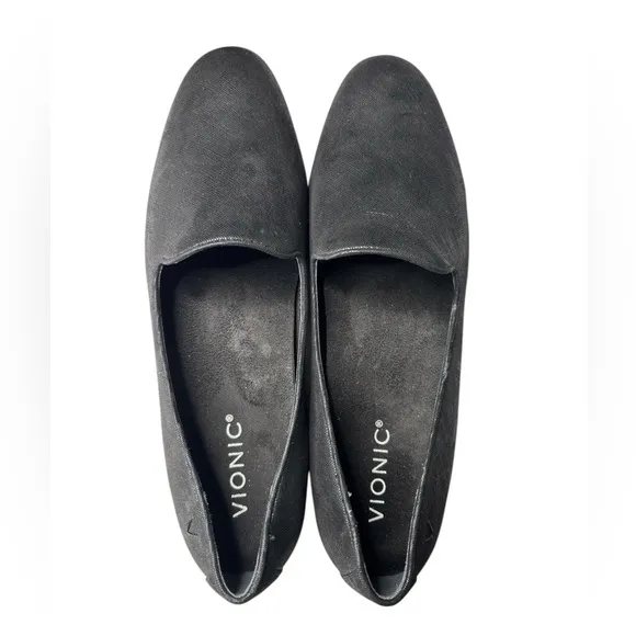 Vionic Willa II Shimmer Textile Black Flats Comfort Shoe Size 8.5 Arch Support