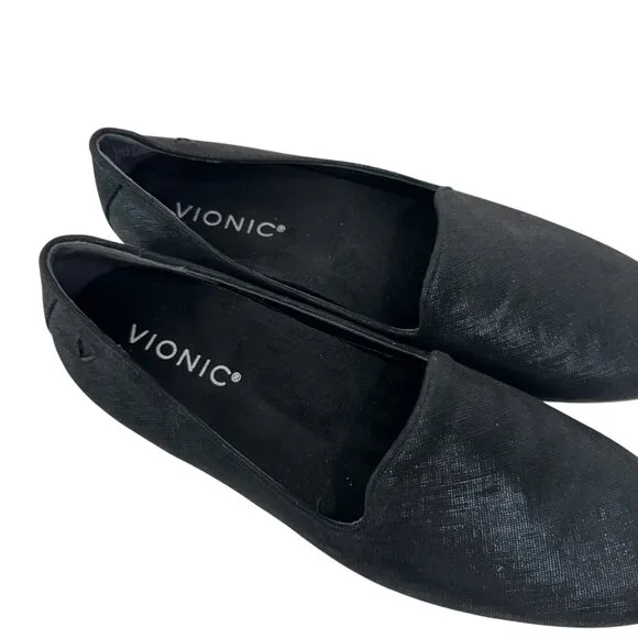 Vionic Willa II Womens Black Slip-On Loafers Flat Shoes Size 6.5 Comfort Casual