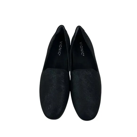 Vionic Willa II Womens Black Slip-On Loafers Flat Shoes Size 6.5 Comfort Casual